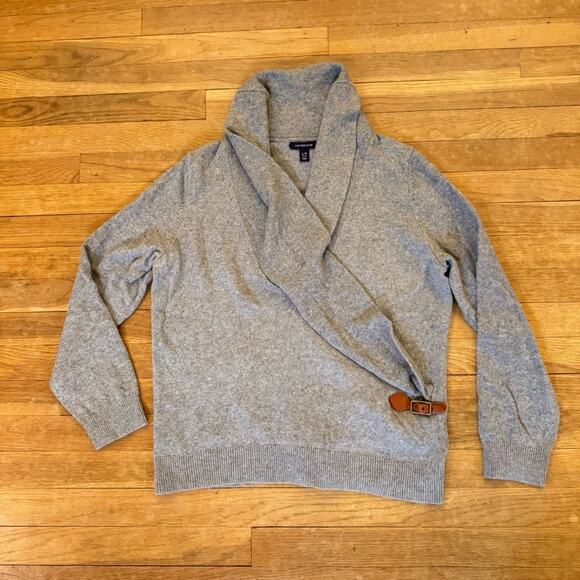 Lands' End wool blend gray cowl neck sweater shirt top size LP
 b18 - Picture 1 of 4